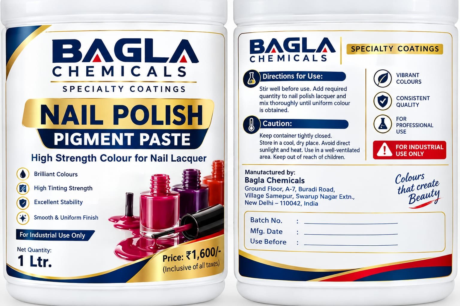 Nail Polish Pigment Paste supplied product information and packaging